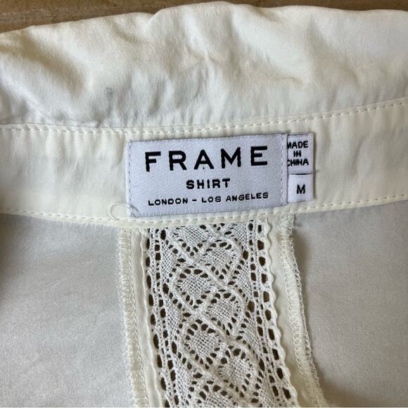 FRAME Denim Le Lace Trim Blouse in Off White - Picture 10 of 11